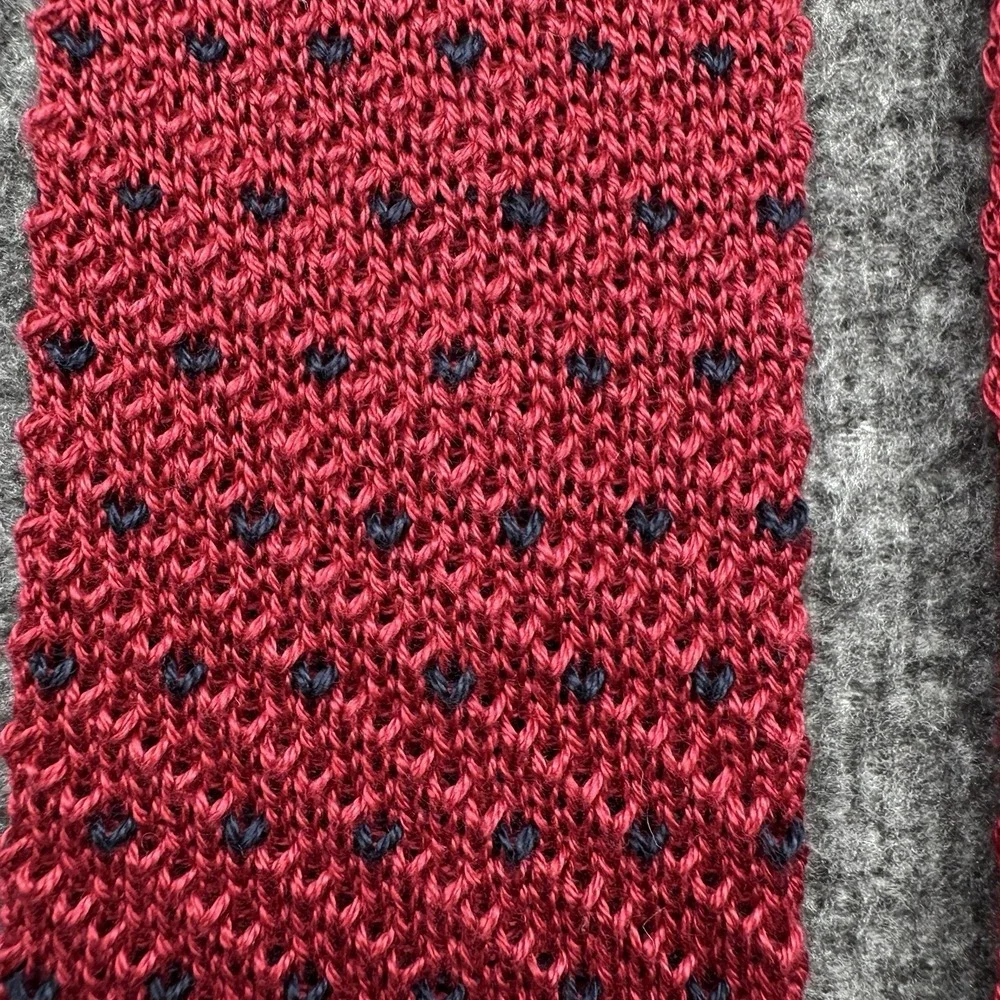 Tie Necktie Knit Square End Cotton Red Blue Dot Sock Tie 2